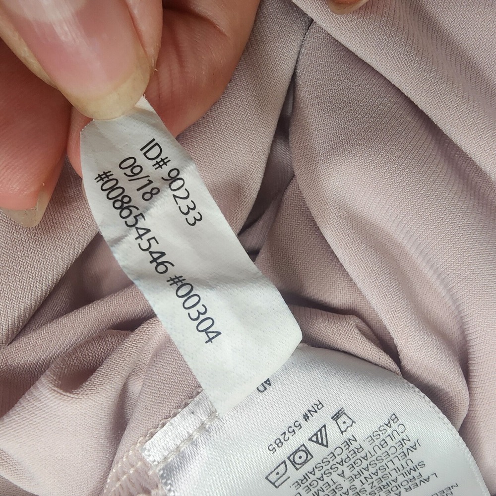 Express Bodysuit Pale Pink Metallic Stripe‎ Sheer Balloon Sleeve Womens Medium - Picture 7 of 8